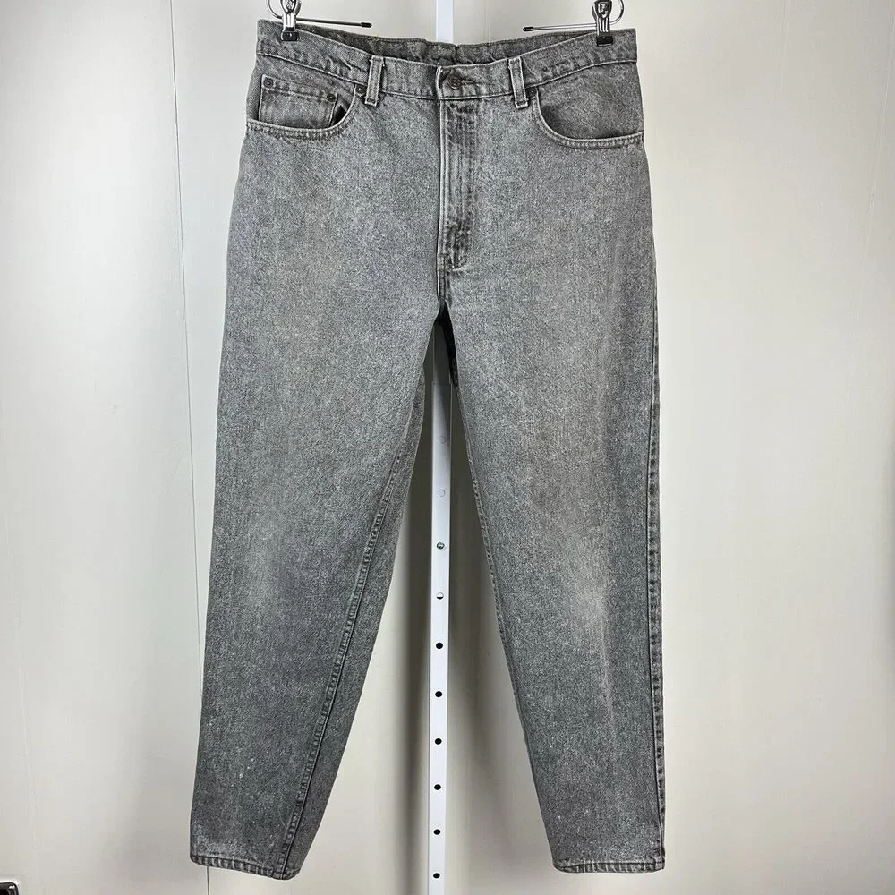 Vintage 80s Levi's 550 Gray Denim Jeans Mens 38x34 Red Batwing Tag Actual 36x33‎